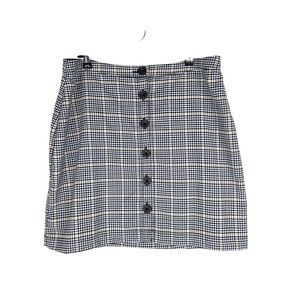 Abercrombie & Fitch Plaid Blue Brown Button Front Mini Skirt Size M Y2K Academia